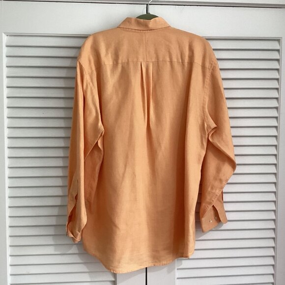 Jos. A. Bank 100% Linen Men’s size L orange button front Shirt loose fitting - Picture 2 of 8